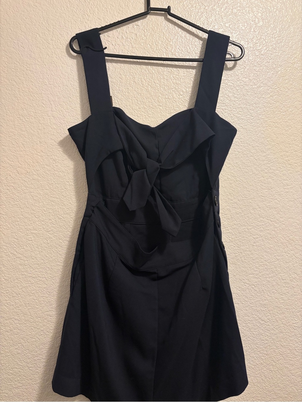 Unique Vintage Navy Blue Romper with Buckle Straps - Picture 3 of 4